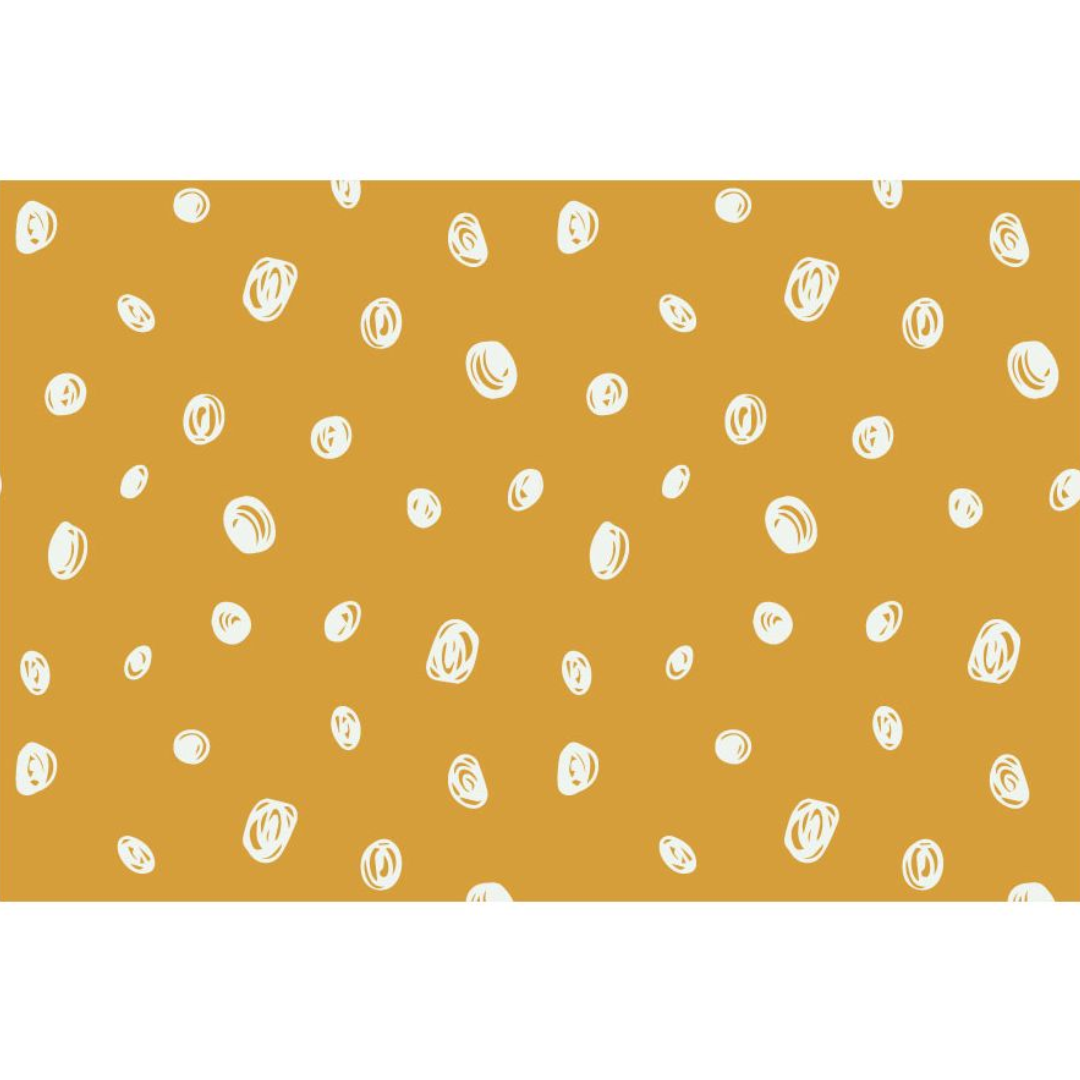 Tissu popeline coton pois colorés jaune moutarde