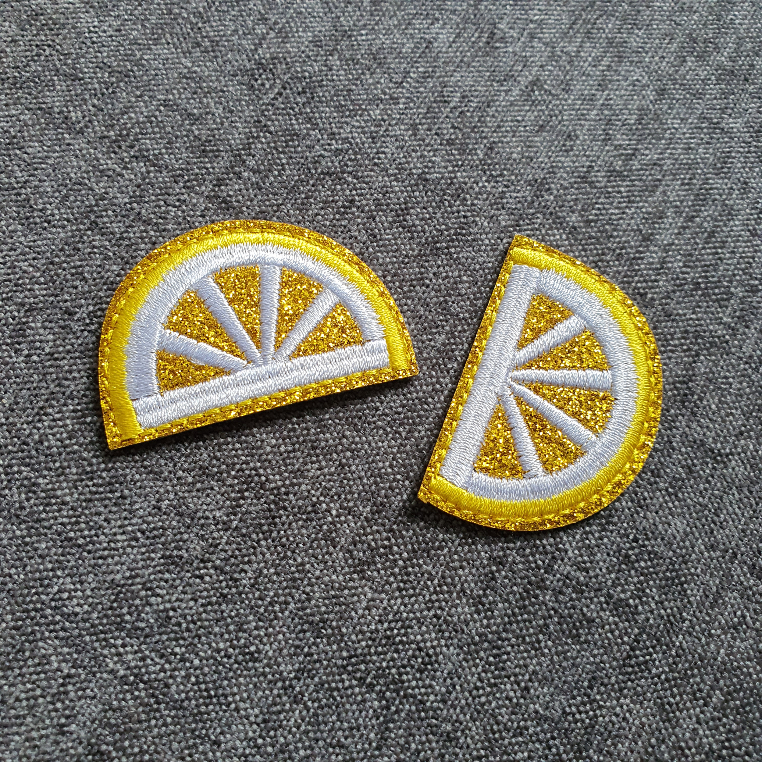 Patch thermocollant demi tranche de citron jaune or