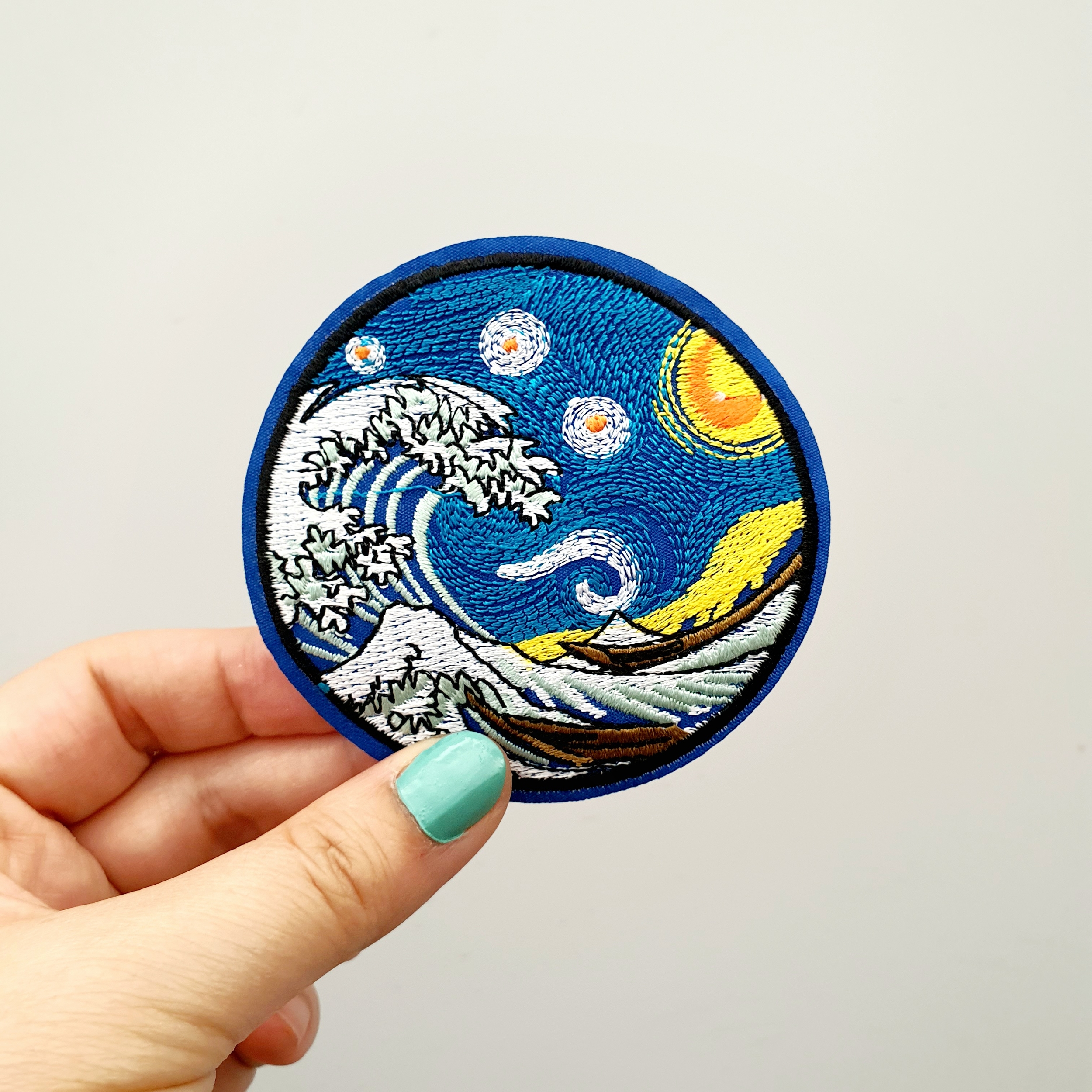 Patch autocollant rond vague esprit Van Gogh (1)