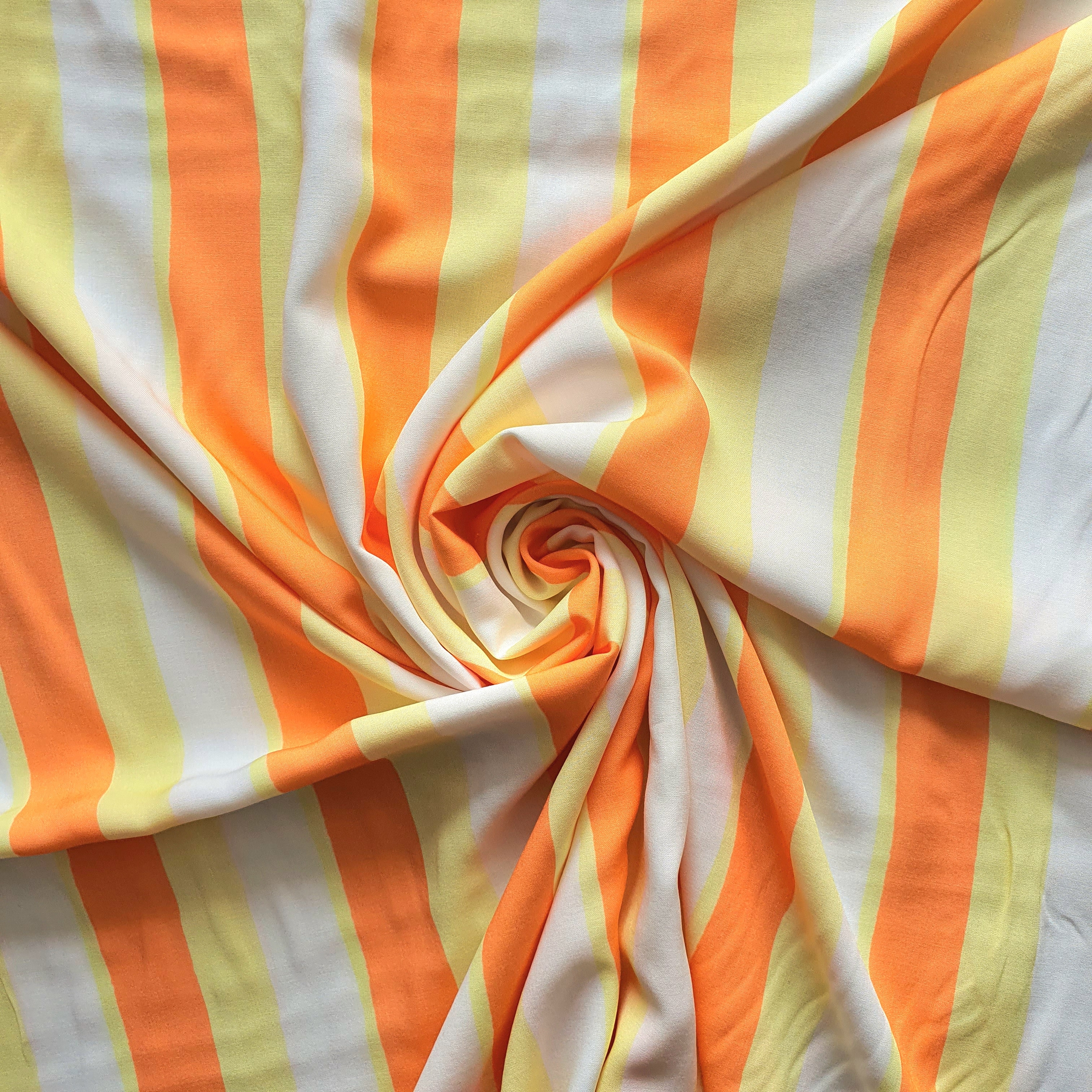 Tissu viscose à rayure jaune et orange LINA.j