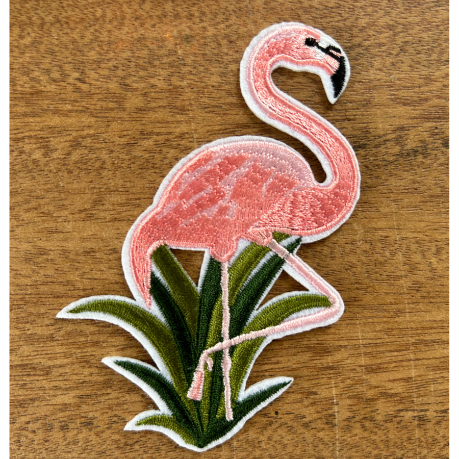 patch thermocollant flamand rose et son feuillage