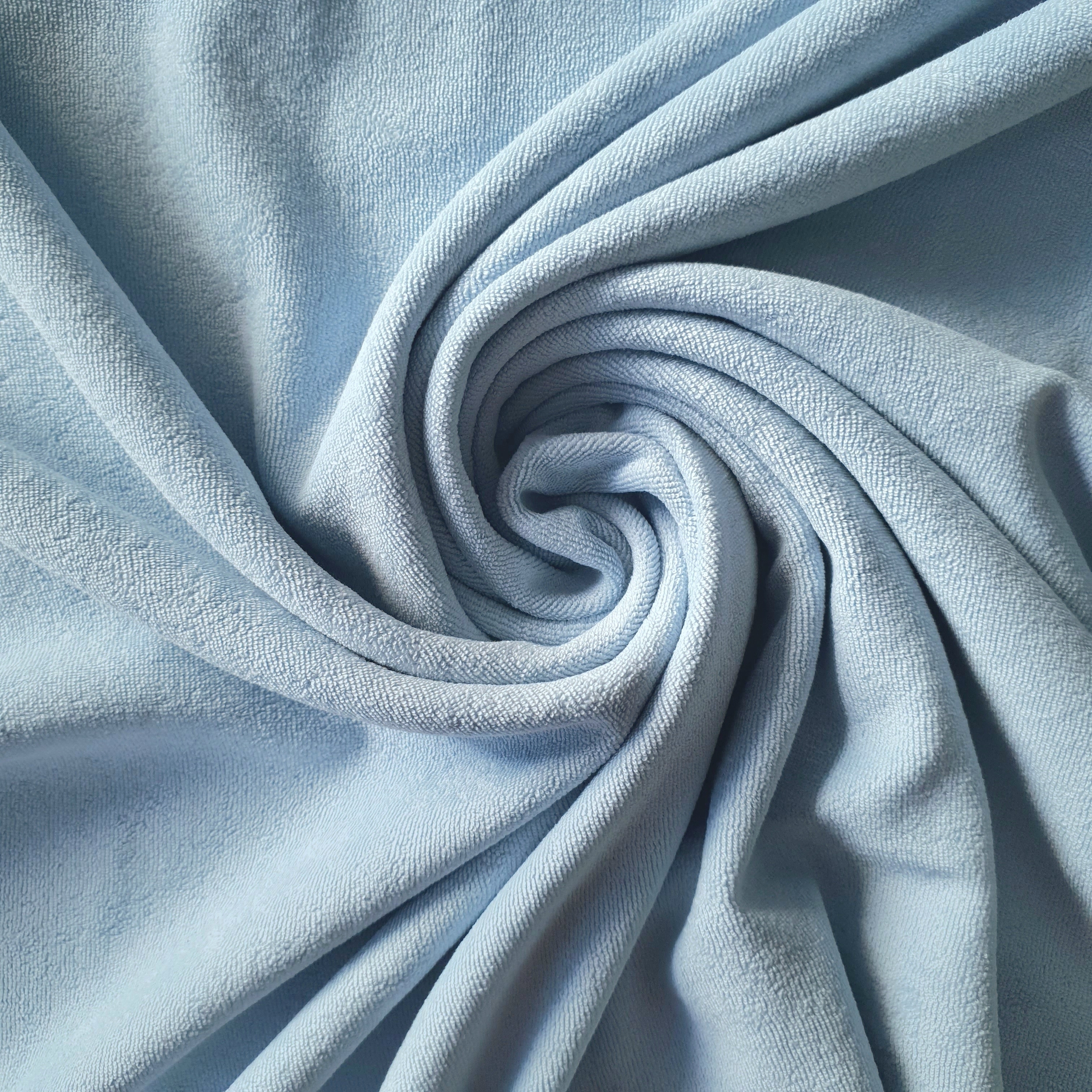 Tissu jersey éponge coton bleu ciel (1)
