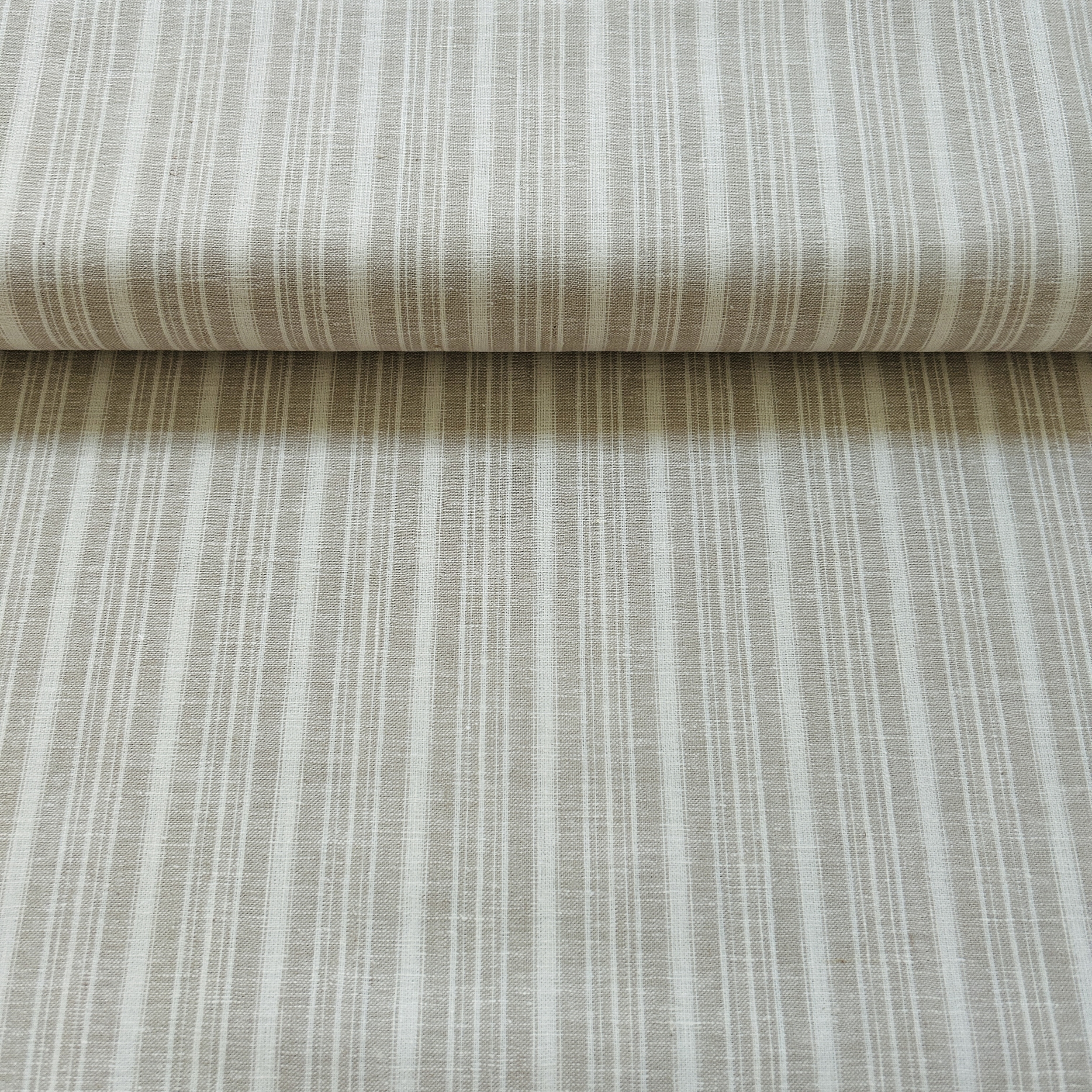 Tissu lin viscose rayure beige et écru