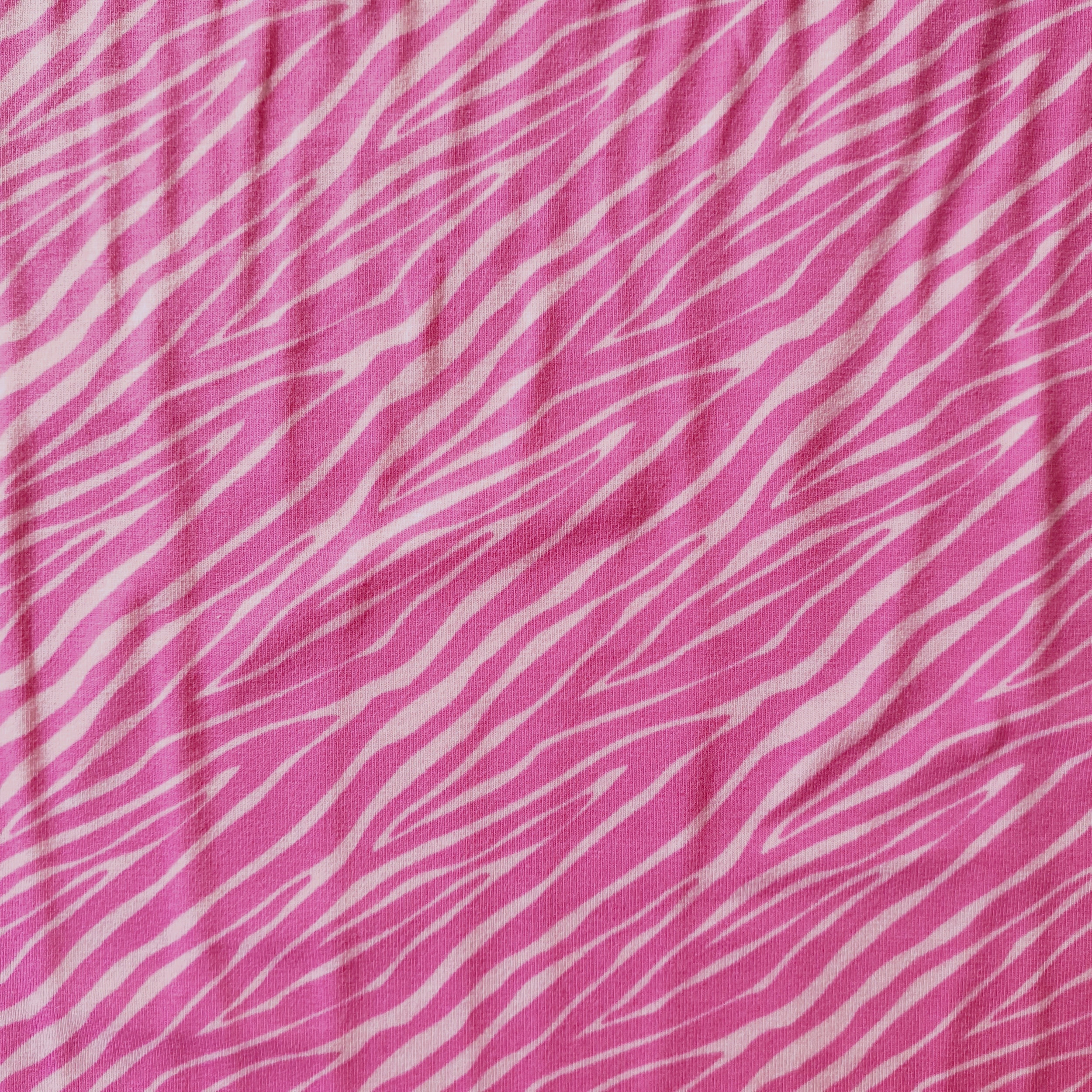 Tissu jersey coton  rayé zèbre rose (1)