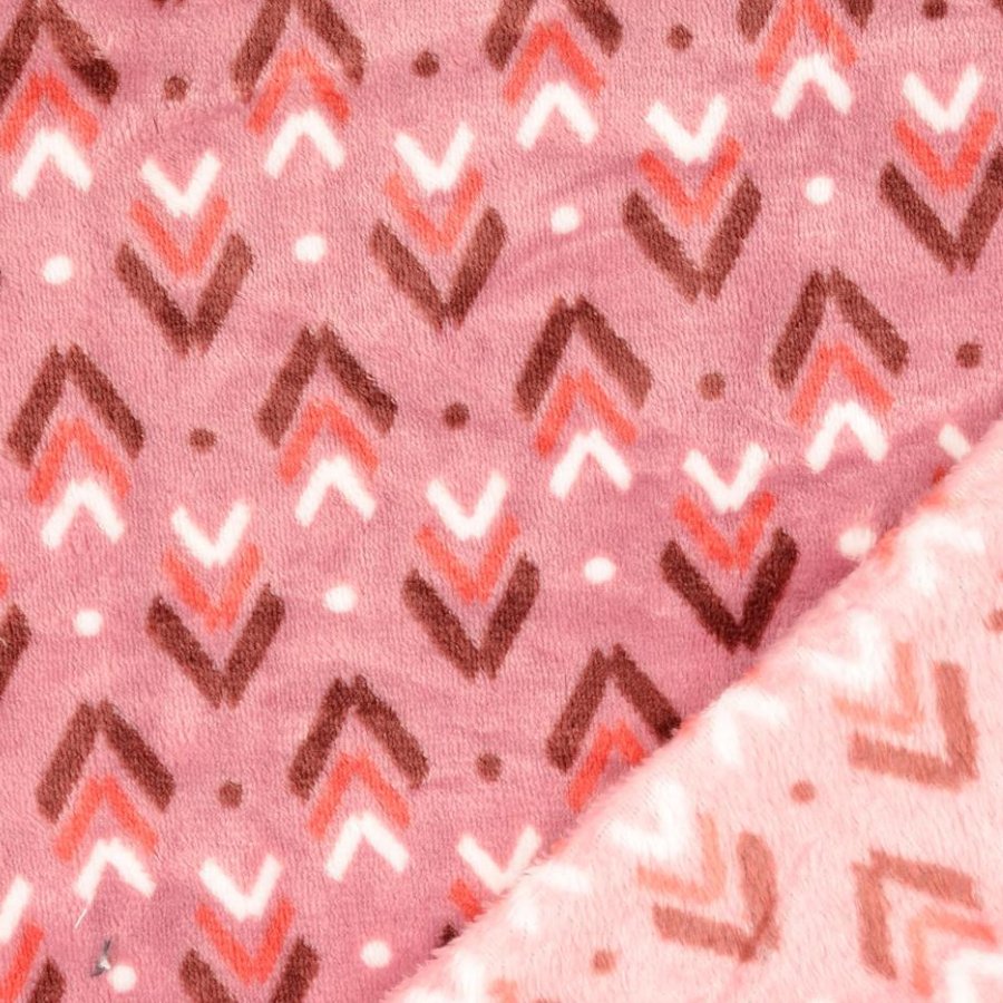 Tissu polaire rose motif ethnique