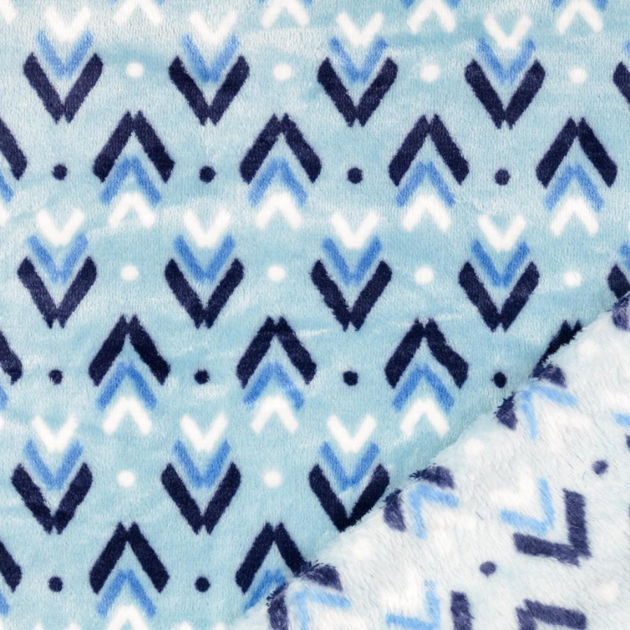 Tissu polaire bleu motif ethnique (2)