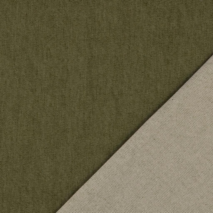 Tissu  jeans stretch vert olive (2)