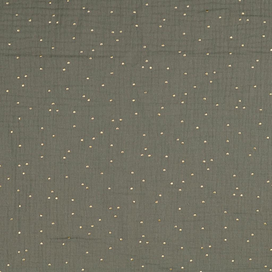 Tissu double gaze vert olive point or