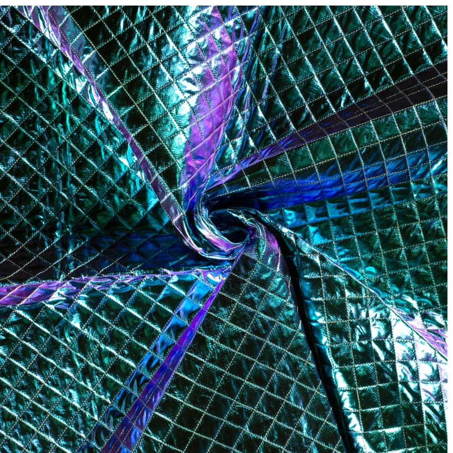Tissu matelassé losange irisé violet bleu (1)
