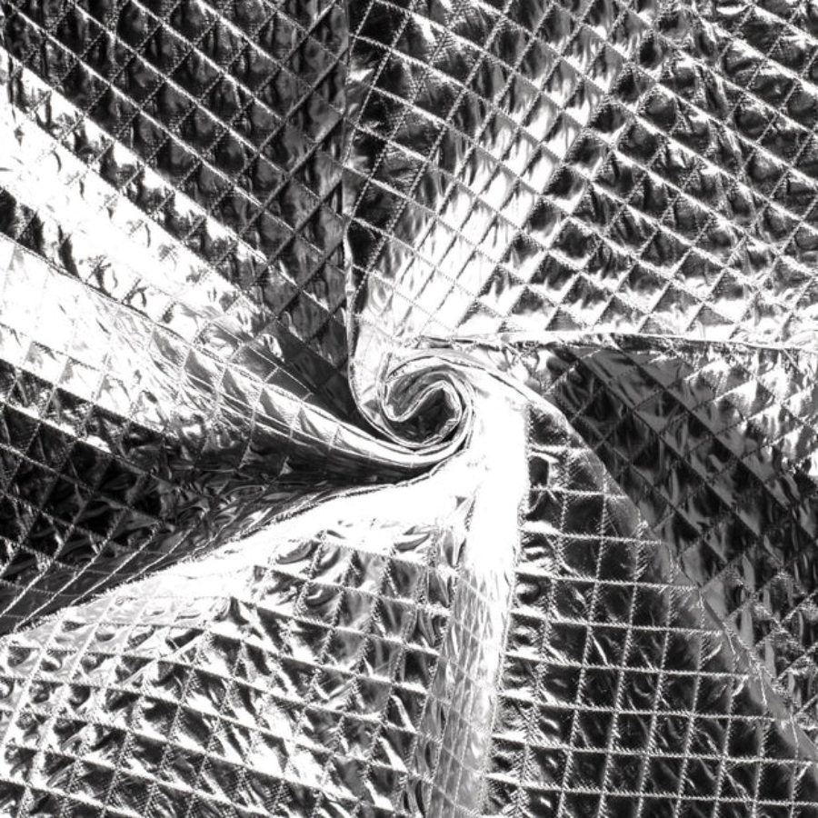 Tissu matelassé losange irisé argent