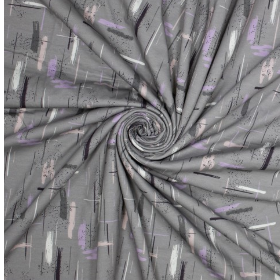 Tissu jersey coton motif graphique gris(900)