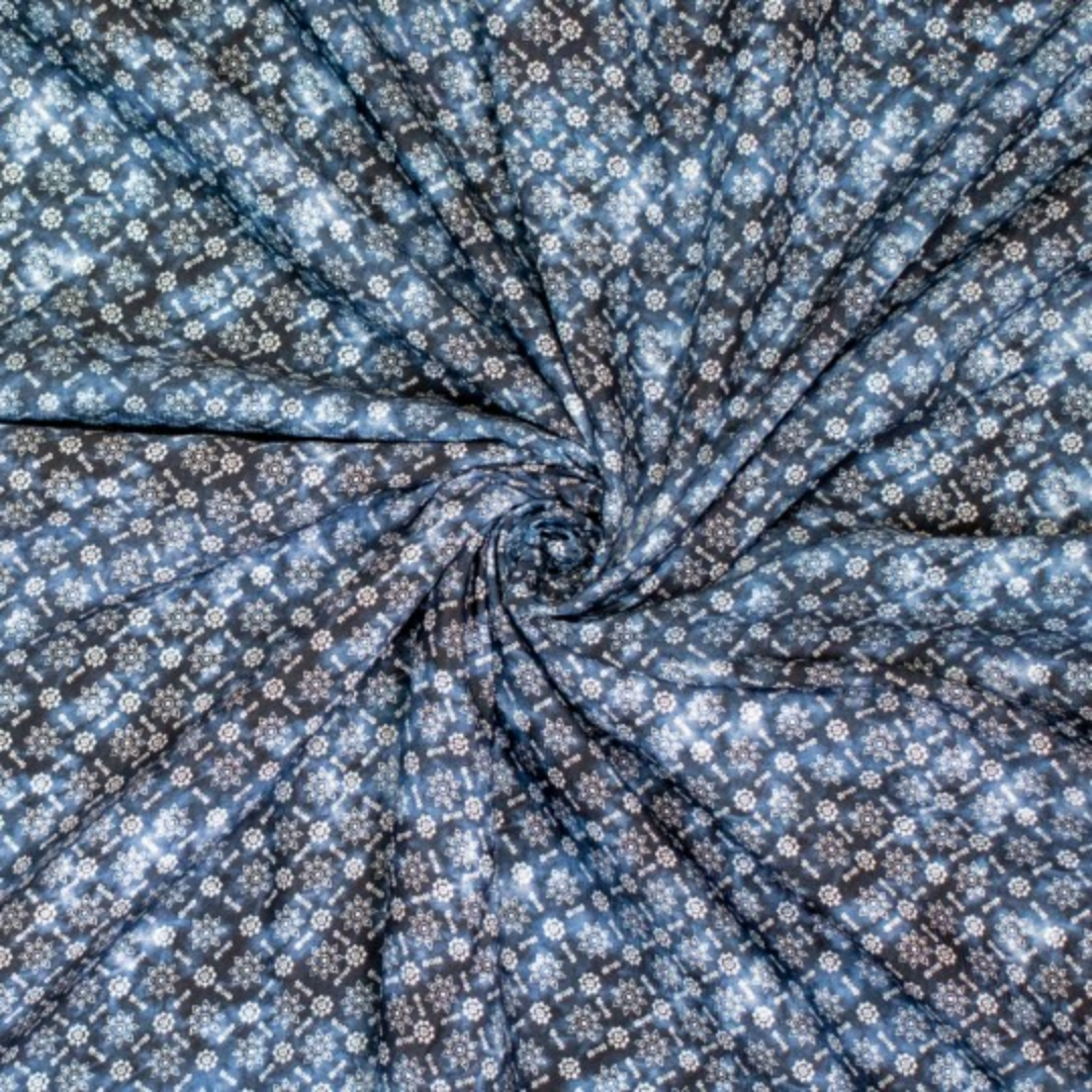 Tissu viscose batik bleu marine