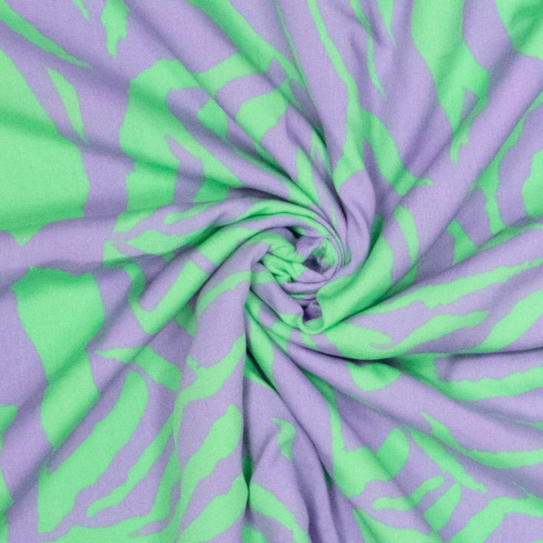 Tissu viscose ELLA vert et mauve