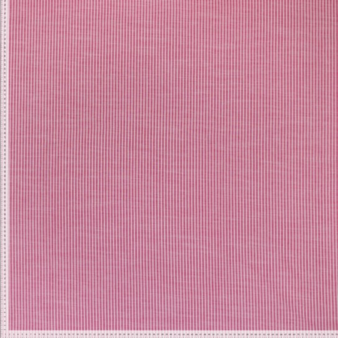 Tissu coton et lin à rayures blanc et rose (2)