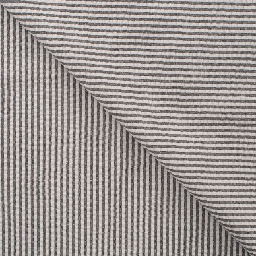 Tissu coton rayure seersucker blanc et noir (900) (2)