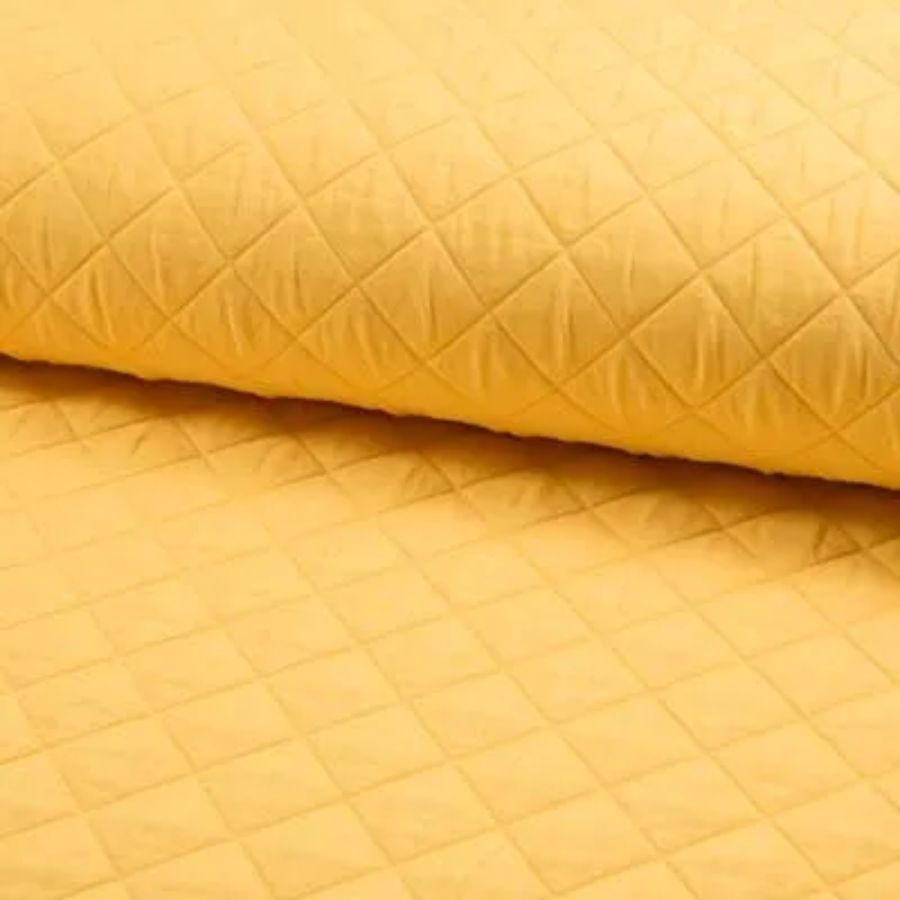 Tissu matelassé doublé uni jaune poussin (900)