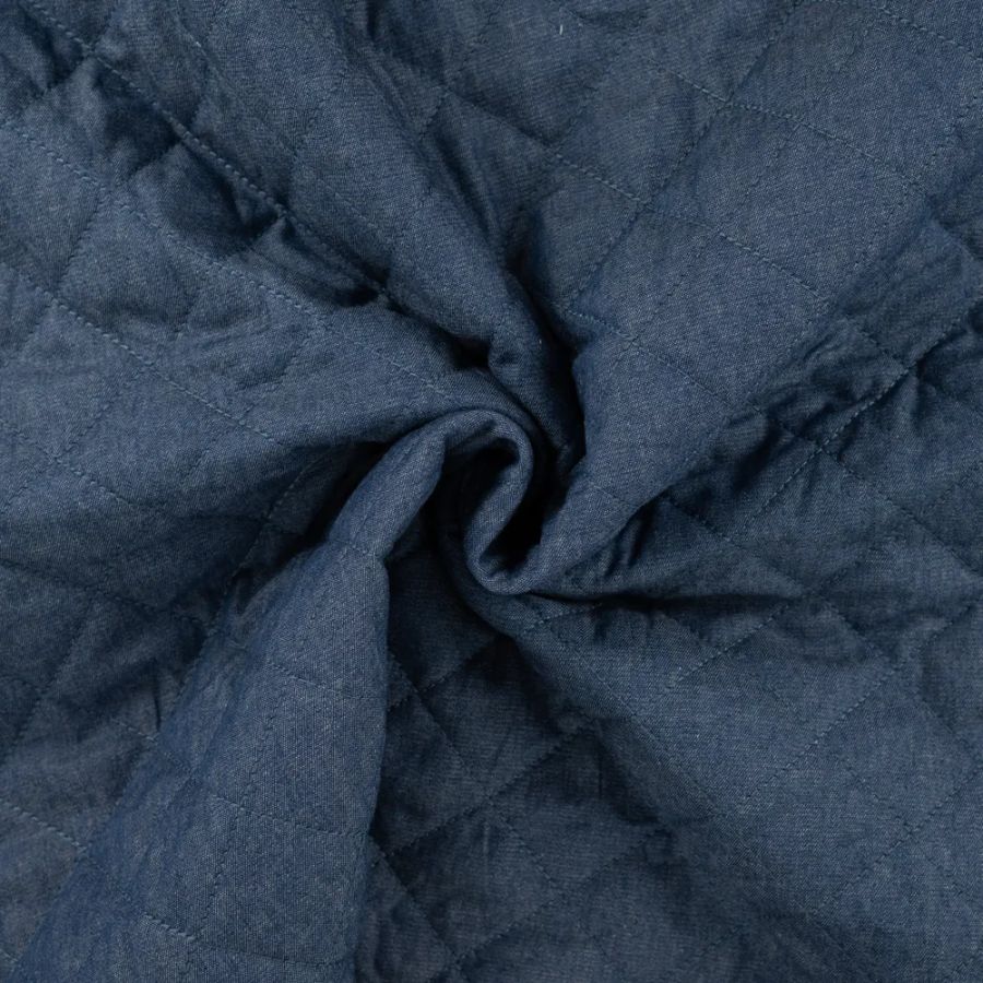 Tissu matelassé doublé uni denim jean (900) (2)