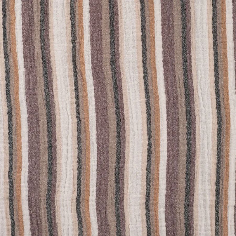 Tissu double gaze rayure marron (900)
