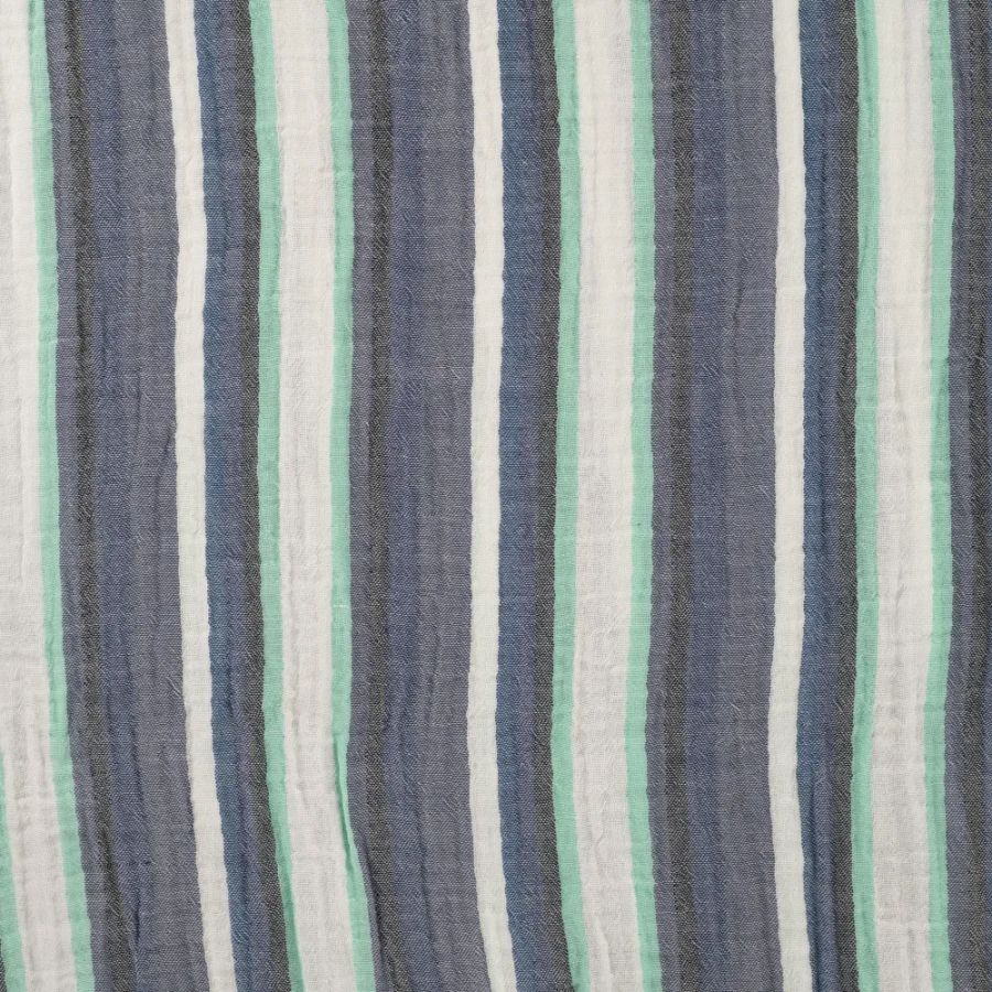 Tissu double gaze rayure bleue (900)