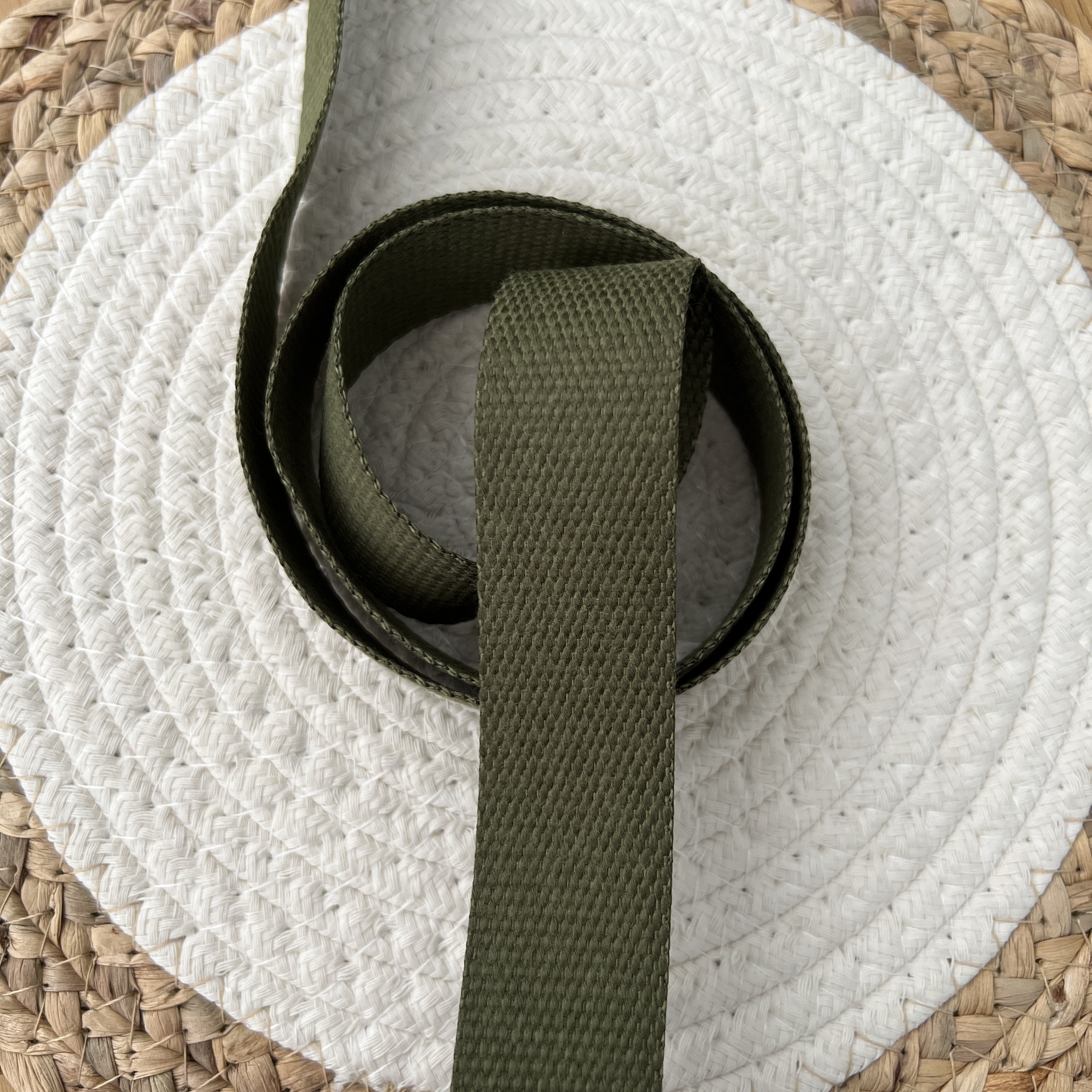 sangle polyester effet coton kaki