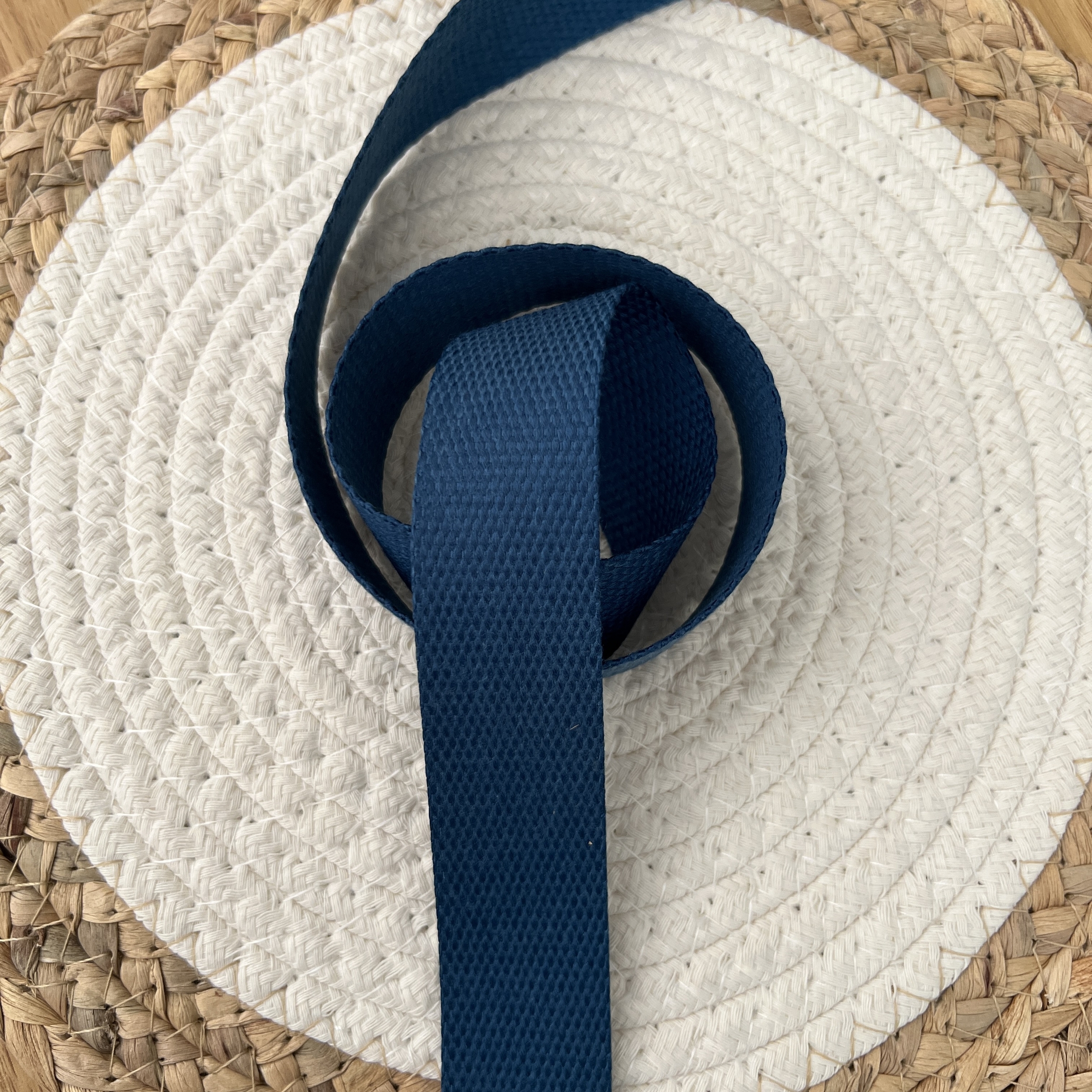 sangle polyester effet coton bleu pétrole