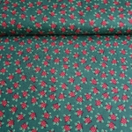 Tissu de noël fleurs poinsettia vert (1)