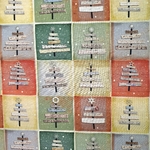 Tissu coton de noël sapin de noël bois multicouleur