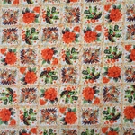 Tissu percale coton bio de noël fleur et houx rouge
