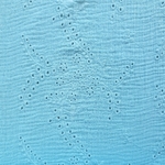 Tissu double gaze brodée bleu turquoise