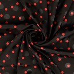 Coupon polyester élasthanne pois noir et rouge