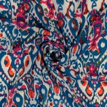 Tissu mousseline ethnique bleu et fuschia (1)