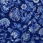 Tissu mousseline fleur et cachemire bleu (1)
