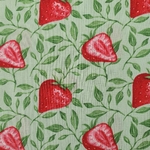 tissu popeline coton fraise rouge et vert