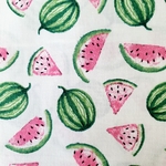 Tissu popeline coton pastèque rose vert fond blanc.j (1)