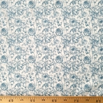 Tissu coton fleur bleue esprit toile de jouy (2)