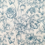 Tissu coton fleur bleue esprit toile de jouy (1)