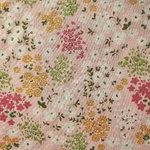 Tissu coton rose fleuri jaune vert blanc (1)