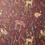 Tissu coton percale animaux de la forêt prune  (1)