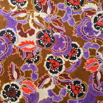 Tissu polyester floral marron violet rouge Nicole (2)
