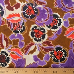 Tissu polyester floral marron violet rouge Nicole (1)