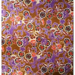 Tissu polyester floral marron violet rouge Nicole