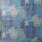 Tissu viscose italienne mosaïque bleu