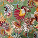Tissu viscose coiffe indienne plume et fleur beige (5)