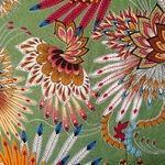 Tissu viscose coiffe indienne plume et fleur beige (3)