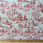 Tissu coton bio dessin de forêt encre rouge (1)