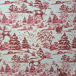 Tissu coton bio dessin de forêt encre rouge