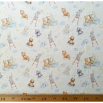 Tissu coton bio animaux renard lapin ours nuage bleu  (3)