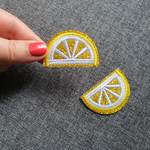 Patch thermocollant demi tranche de citron jaune or blanc