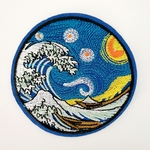 Patch autocollant rond vague esprit Van Gogh