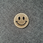 Patch thermocollant rond tête de smiley or